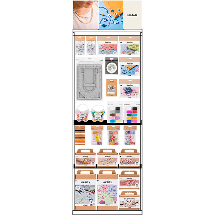 Bodendisplay der Firma Creativ, unmontiert, Kategorie, Schmuck, Kinder, H: 1580 mm, L: 600 mm, B: 400 mm, 106 Einheiten. 1 Stück