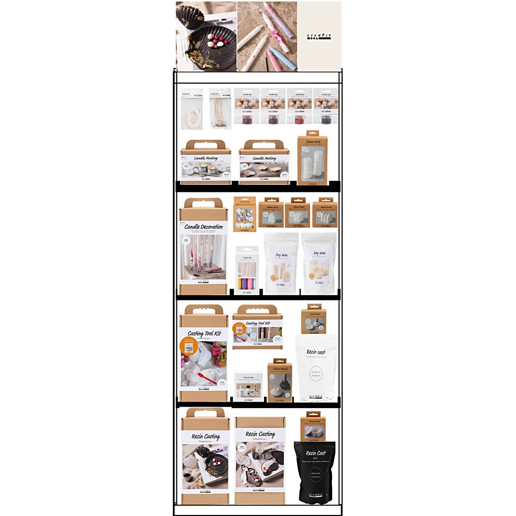 Creativ Company Bodendisplay, zerlegt, Kategorie, Harzkerze, Erwachsene, H: 1580 mm, L: 600 mm, B: 400 mm, 139 Einheiten. 1 Stück