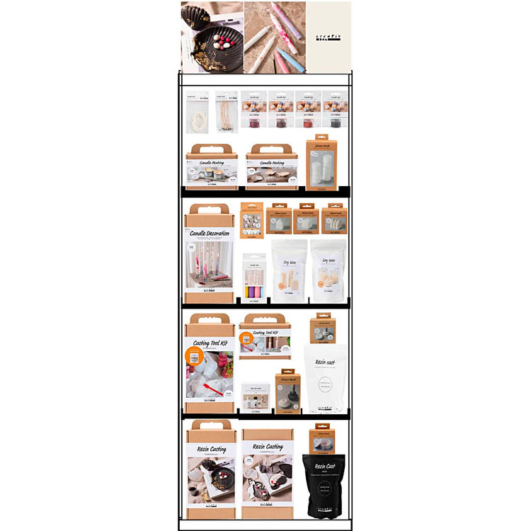 Creativ Company Bodendisplay, zerlegt, Kategorie, Harzkerze, Erwachsene, H: 1580 mm, L: 600 mm, B: 400 mm, 139 Einheiten. 1 Stück