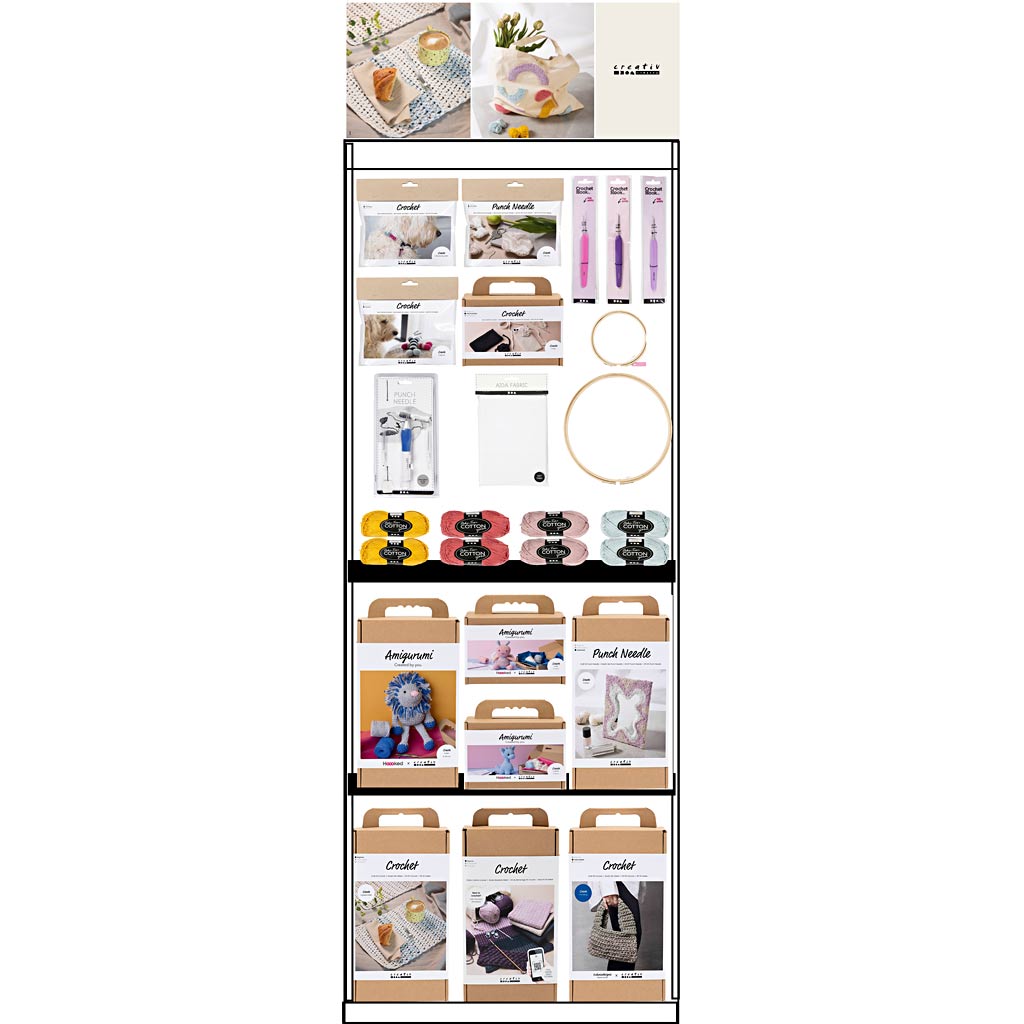 Creativ Company Bodendisplay, montiert, Kategorie, Häkelnadel, Lochnadel, Erwachsene, H: 1580 mm, L: 600 mm, B: 400 mm, 193 Stück. 1 Stück