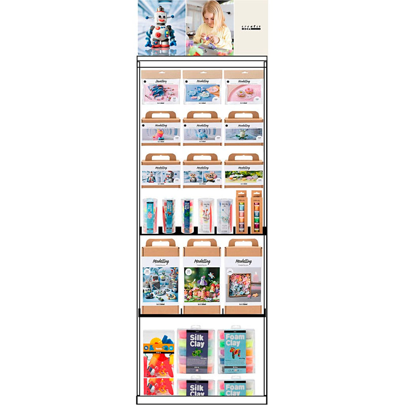 Creativ Company Bodendisplay, montiert, Kategorie, Modellieren für Kinder, H: 1580 mm, L: 600 mm, B: 400 mm, 96 Stück. 1 Stück