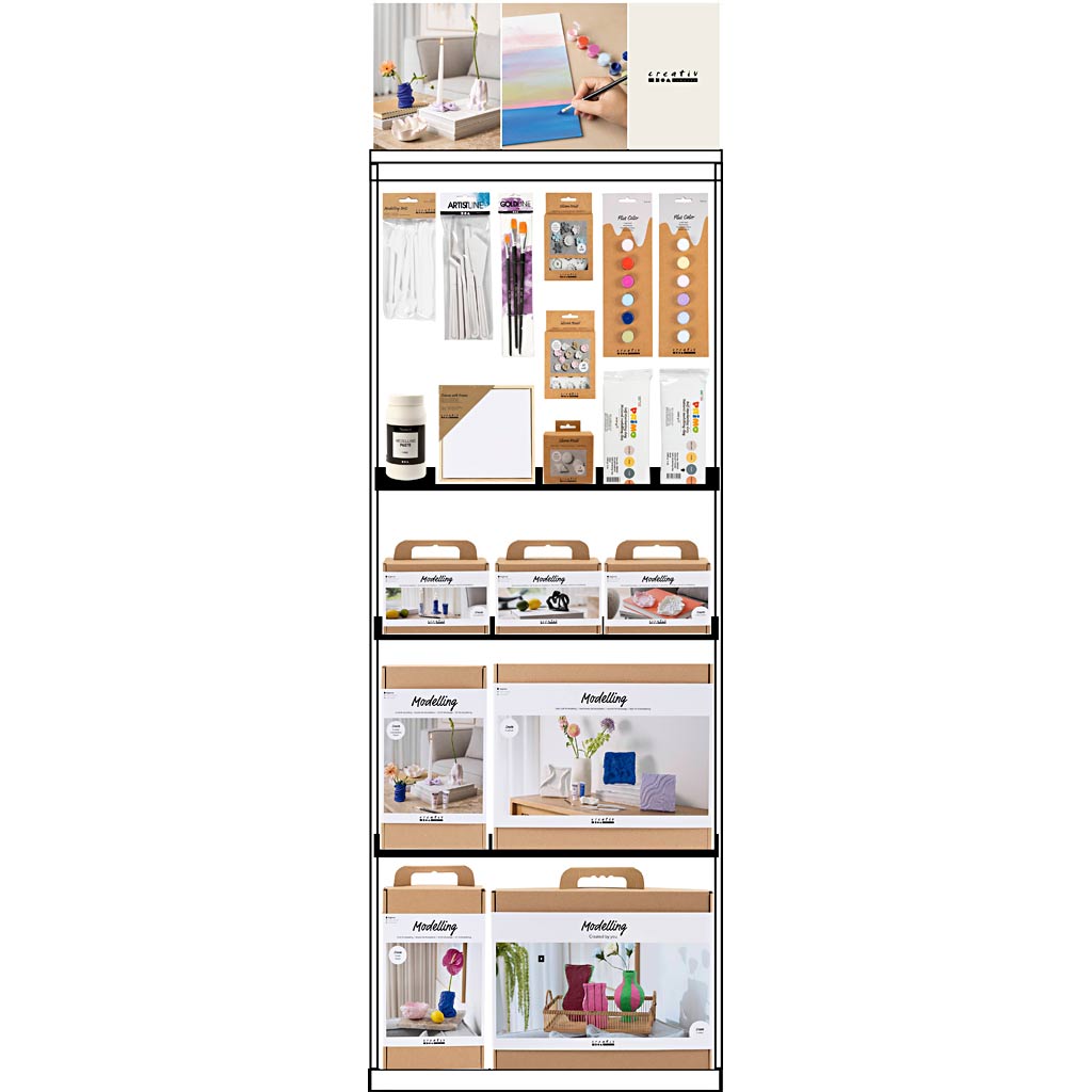 Creativ Company Bodendisplay, montiert, Kategorie, selbsthärtender Ton, Erwachsene, H: 1580 mm, L: 600 mm, B: 400 mm, 125 Einheiten. 1 Stück