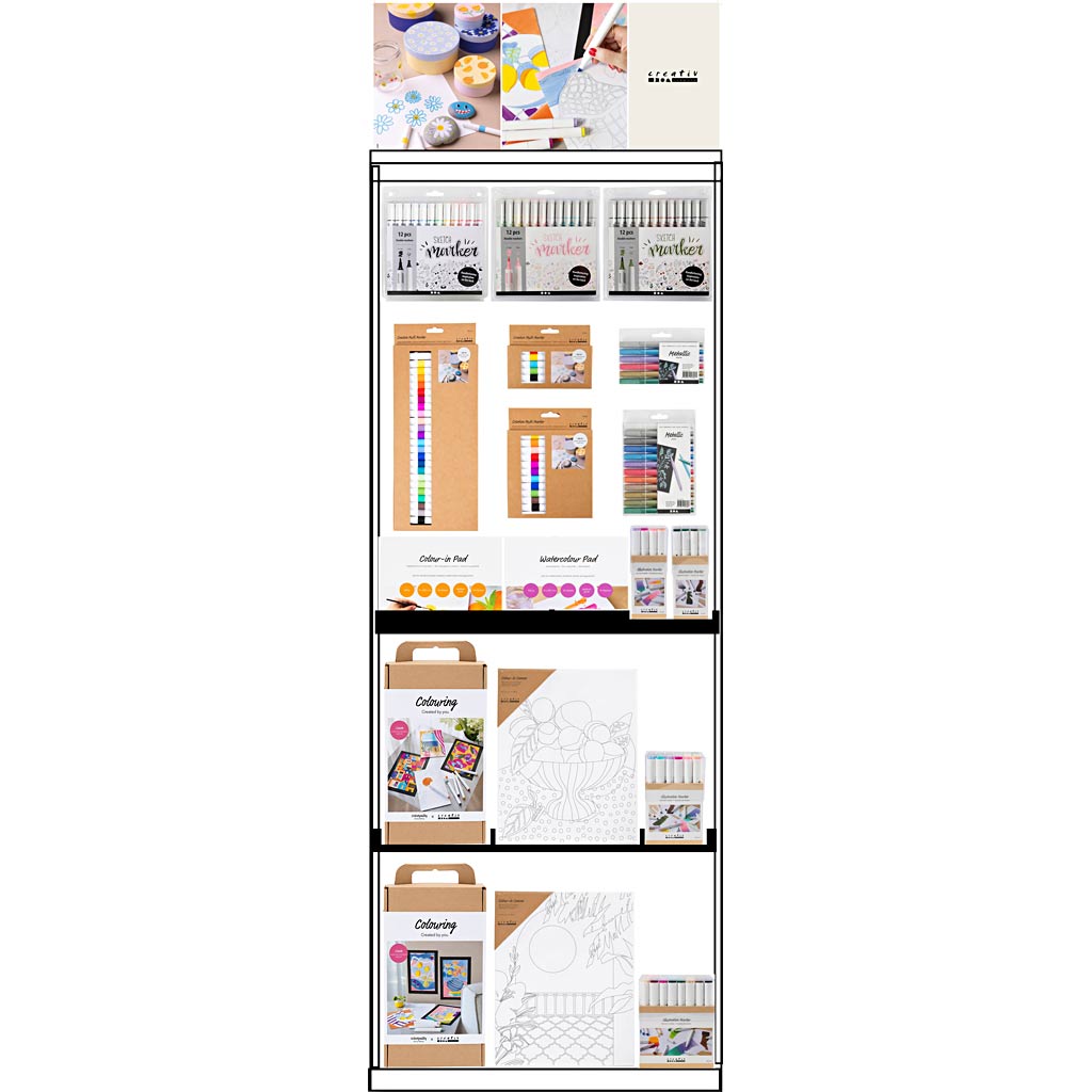 Creativ Company Bodendisplay, unmontiert, Kategorie, Farben, Erwachsene, H: 1580 mm, L: 600 mm, B: 400 mm, 139 Einheiten. 1 Stück