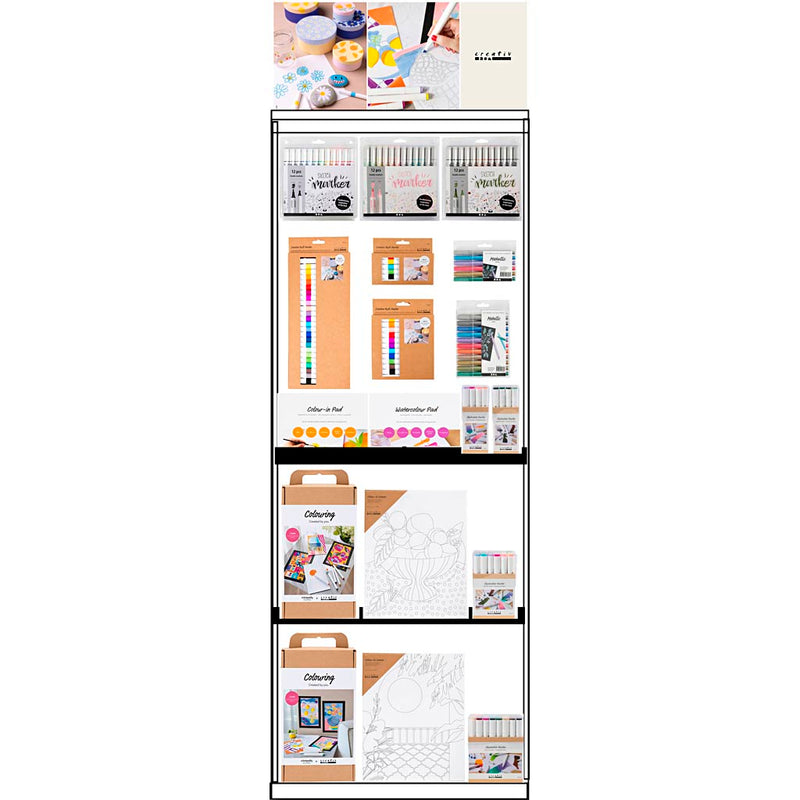 Creativ Company Bodendisplay, unmontiert, Kategorie, Farben, Erwachsene, H: 1580 mm, L: 600 mm, B: 400 mm, 139 Einheiten. 1 Stück