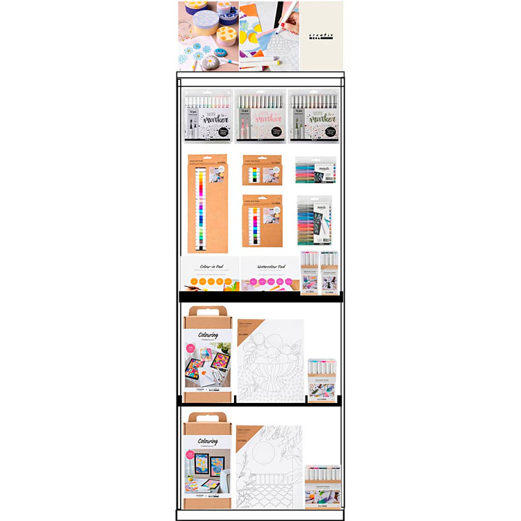 Creativ Company Bodendisplay, montiert, Kategorie, Farben, Erwachsene, H: 1580 mm, L: 600 mm, B: 400 mm, 139 Einheiten. 1 Stück