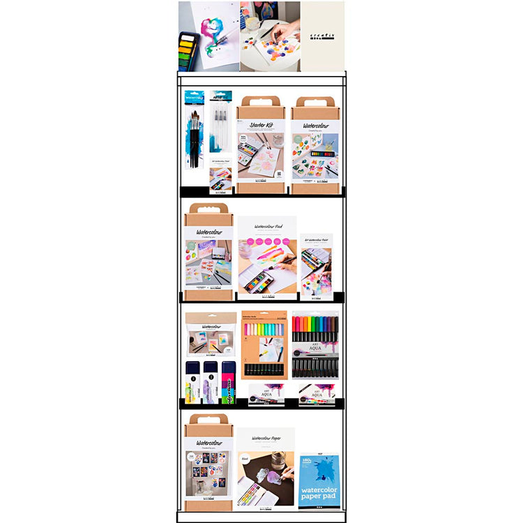 Bodendisplay der Firma Creativ, unmontiert, Kategorie, Aquarell, Erwachsene, H: 1580 mm, L: 600 mm, B: 400 mm, 176 Einheiten. 1 Stück
