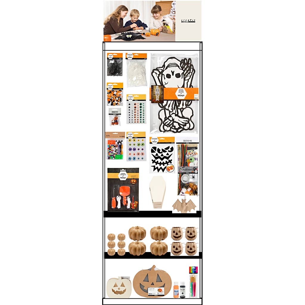 Creativ Company Bodendisplay, montiert, Kategorie, Extras für Halloween, Kinder, H: 1580 mm, L: 600 mm, B: 400 mm, 218 Stück. 1 Stück