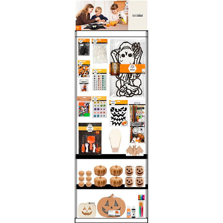 Creativ Company Bodendisplay, montiert, Kategorie, Extras für Halloween, Kinder, H: 1580 mm, L: 600 mm, B: 400 mm, 218 Stück. 1 Stück