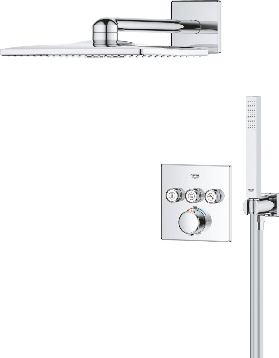 Grohe Präzisions-Smartcontrol-Einbauduschsystem – quadratisch – Chrom