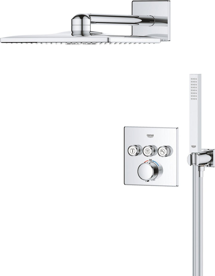 Grohe Präzisions-Smartcontrol-Einbauduschsystem – quadratisch – Chrom