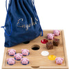 Schweinelochspiel aus Bambus mit Silikonschweinchen