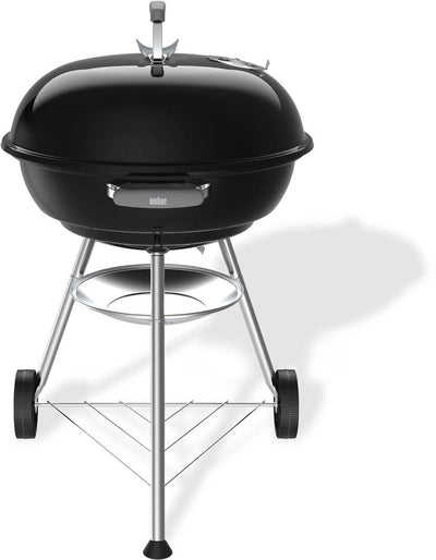 Kompakter Weber-Wasserkocher – Grillrost ø 57 cm – Holzkohlegrill – Schwarz – Ascheauffangschale – 2 langlebige, wetterbeständige Räder – praktischer Deckelhaken – kratz- und rostbeständig