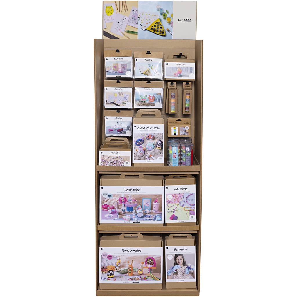 Creativ Firmen-Bodendisplay, Kreativität, Kinder, H: 1584 mm, T: 332 mm, B: 630 mm, 93 Einheiten. 1 Karton
