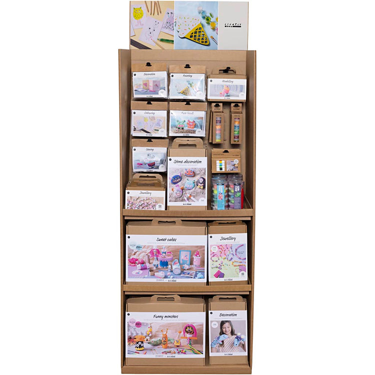Creativ Firmen-Bodendisplay, Kreativität, Kinder, H: 1584 mm, T: 332 mm, B: 630 mm, 93 Einheiten. 1 Karton