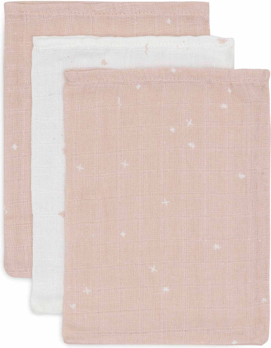 Jollein – hydrophiler Waschlappen für Babys – Baumwolle – 3 Stück – funkelnde Wildrose – Babywaschlappen, hydrophile Waschlappen – 15 x 20 cm