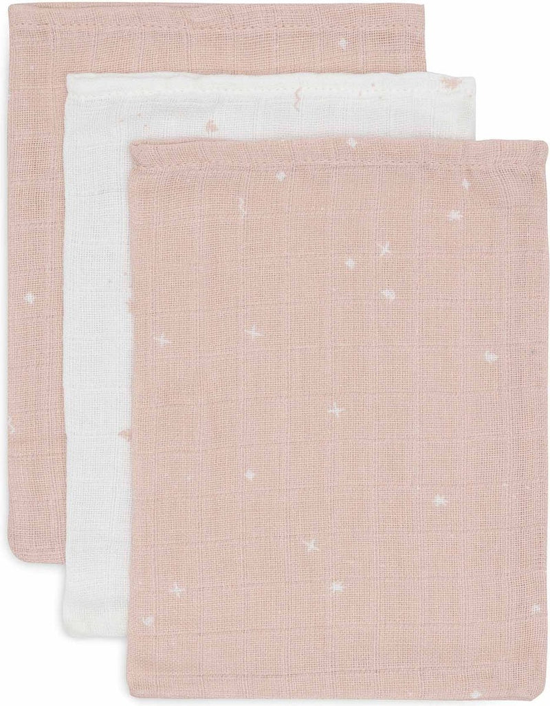 Jollein – hydrophiler Waschlappen für Babys – Baumwolle – 3 Stück – funkelnde Wildrose – Babywaschlappen, hydrophile Waschlappen – 15 x 20 cm