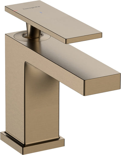 Hansgrohe tecturis e – Waschtischarmatur – Einhebelbedienung – Kaltstart energiesparend – ohne Ablaufgarnitur – 80 mm Größe – gebürstete Bronze