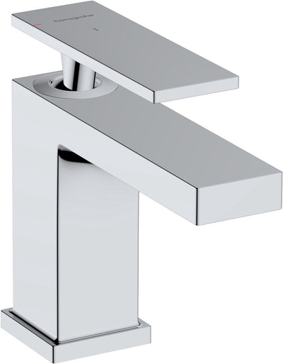 Hansgrohe tecturis e – Waschtischarmatur – Einhebelbedienung – Kaltstart energiesparend – mit Ablaufgarnitur – 80 mm Größe – Chrom
