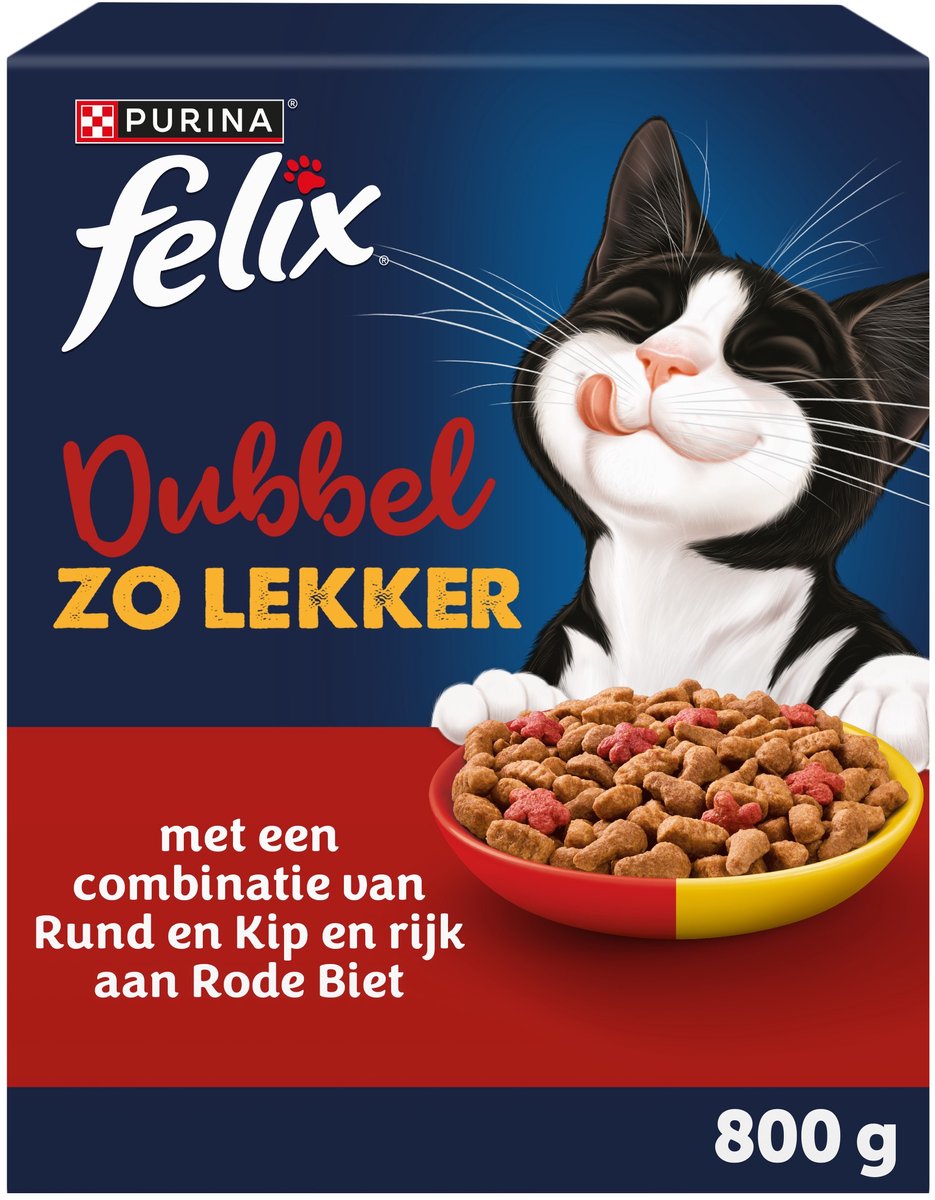 Felix doppelt so lecker - Trockenfutter für Katzen - Huhn Rind - 5 x 800g