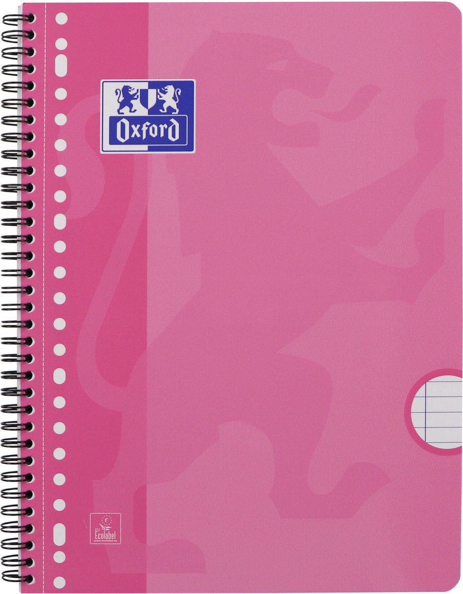 Oxford-Schulvorlesungsblock – A4+ – 23 Löcher – liniert – 80 Blatt – rosa