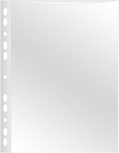 Q-Connect perforierte Showtasche A4, 11-Loch-Perforation, kristallklar, 80 Mikron, Packung mit 50 Stück