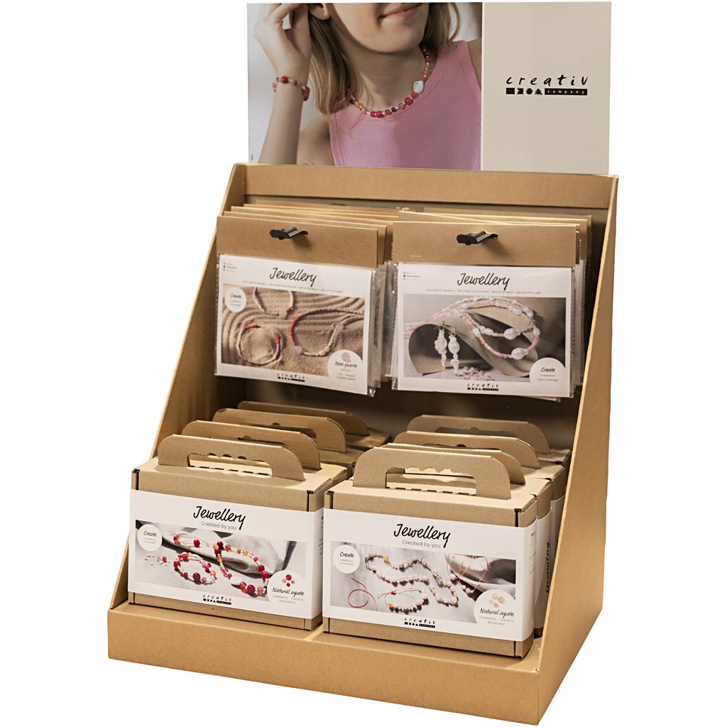 Creativ Company kleines Thekendisplay, Schmuck, Achat und Kristalle, Kinder und Erwachsene, H: 458 mm, T: 322 mm, B: 416 mm, 24 Stück. 1 Stück