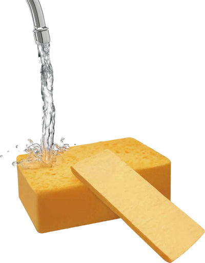 Umweltfreundlicher Pop-up-Zelluloseschwamm von Valma – 100 % natürlich biologisch abbaubar – sehr dünne, flache Scheibe mit minimalen Abmessungen – dehnt sich unter dem Wasserhahn auf bis zu 16 x 10 x 4 cm aus – hohe Saugfähigkeit
