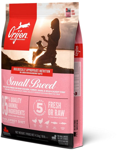 Orijen ganze Beute ausgewachsener kleiner Rassen, Huhn, Truthahn, Fisch – Hundefutter – 4,5 kg