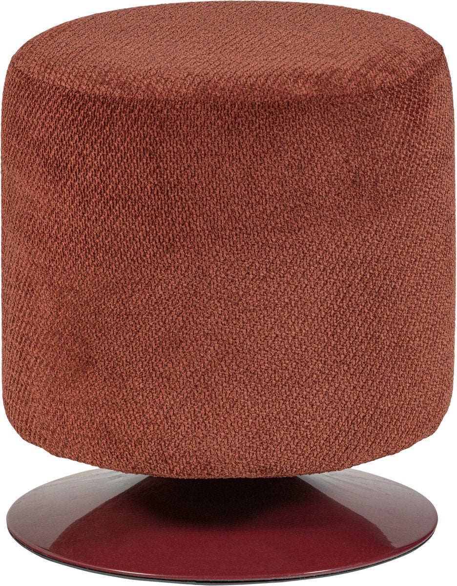 Woood Islen-Hocker mit Drehfuß – Bouclé – Burgunderrot – 47 x 39 x 39