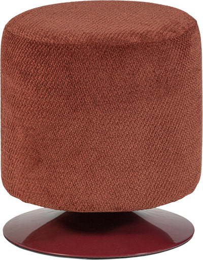 Woood Islen-Hocker mit Drehfuß – Bouclé – Burgunderrot – 47 x 39 x 39