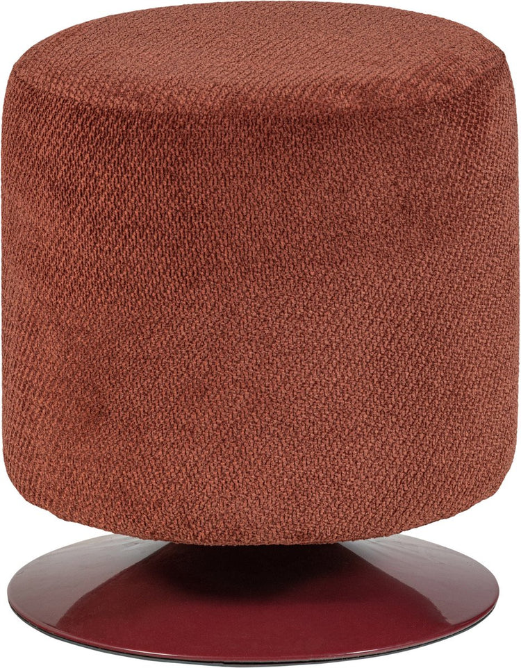 Woood Islen-Hocker mit Drehfuß – Bouclé – Burgunderrot – 47 x 39 x 39