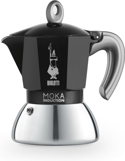Bialetti Moka-Induktions-Perkolator 2 Tassen Schwarz – Espressokocher – Induktionsgeeignet – Aluminium Edelstahl