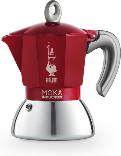 Bialetti Moka Induktion roter Perkolator – 2 Tassen – 90 ml – geeignet für Induktion