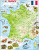 Larsen Carte Physique de la France – Puzzle – Frankreich – Geographie Physique – Puzzle éducatif pour enfants – 60 Teile – hergestellt in Norwegen – Teile mit einer Stärke von 2,5 mm – Plateau mit festem Rand