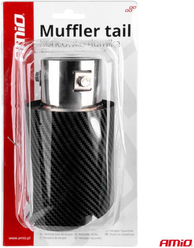 Amio Auspuffendschalldämpfer Zierstück Edelstahl Kupplungsstück 89mm Carbon
