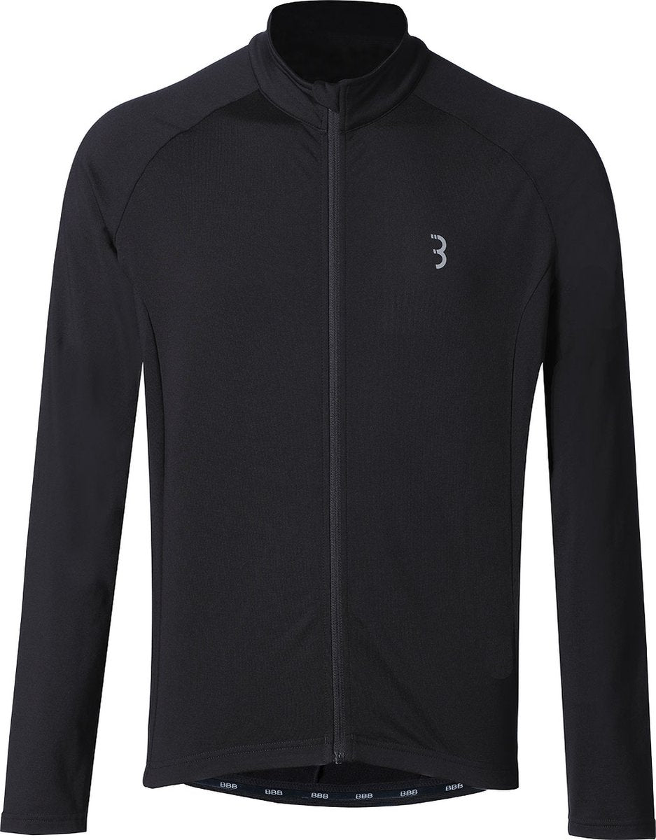 BBB Cycling Transition Langarm-Fahrradshirt Herren und Damen – 10–15 °C – MTB- und Radsport-Shirt mit 3 Rückentaschen – Schwarz
