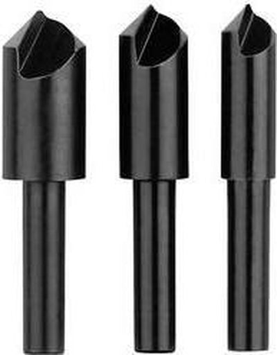 Bosch Zubehör 3-teiliges Kegelsenkbohrer-Set mit 1 Bohrplatte – 2609255124