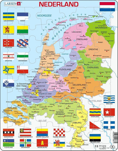 Selecta Larsen Pluzzle Map Nederland mit Provinzen und Flaggen, 48st.
