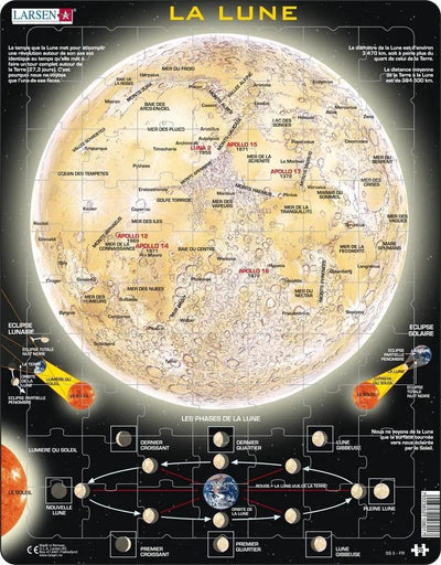 Larsen la lune – Puzzle – Espace – Mond und Astronomie – Puzzle éducatif pour enfants – 70 Teile – hergestellt in Norwegen – Teile mit einer Stärke von 2,5 mm – Plateau mit fester Platte