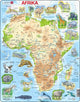 Larsen Afrika geografisch mit Tieren – Puzzle – Karten Geographie – Afrika – Lernpuzzle für Kinder – 63 Teile – hergestellt in Norwegen – extra dicke 2,5 mm Teile – Tablett mit festem Rand