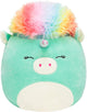 Squishmallows – großes, 35 cm großes, blaugrünes Plüsch-Einhorn mit Regenbogenhaaren