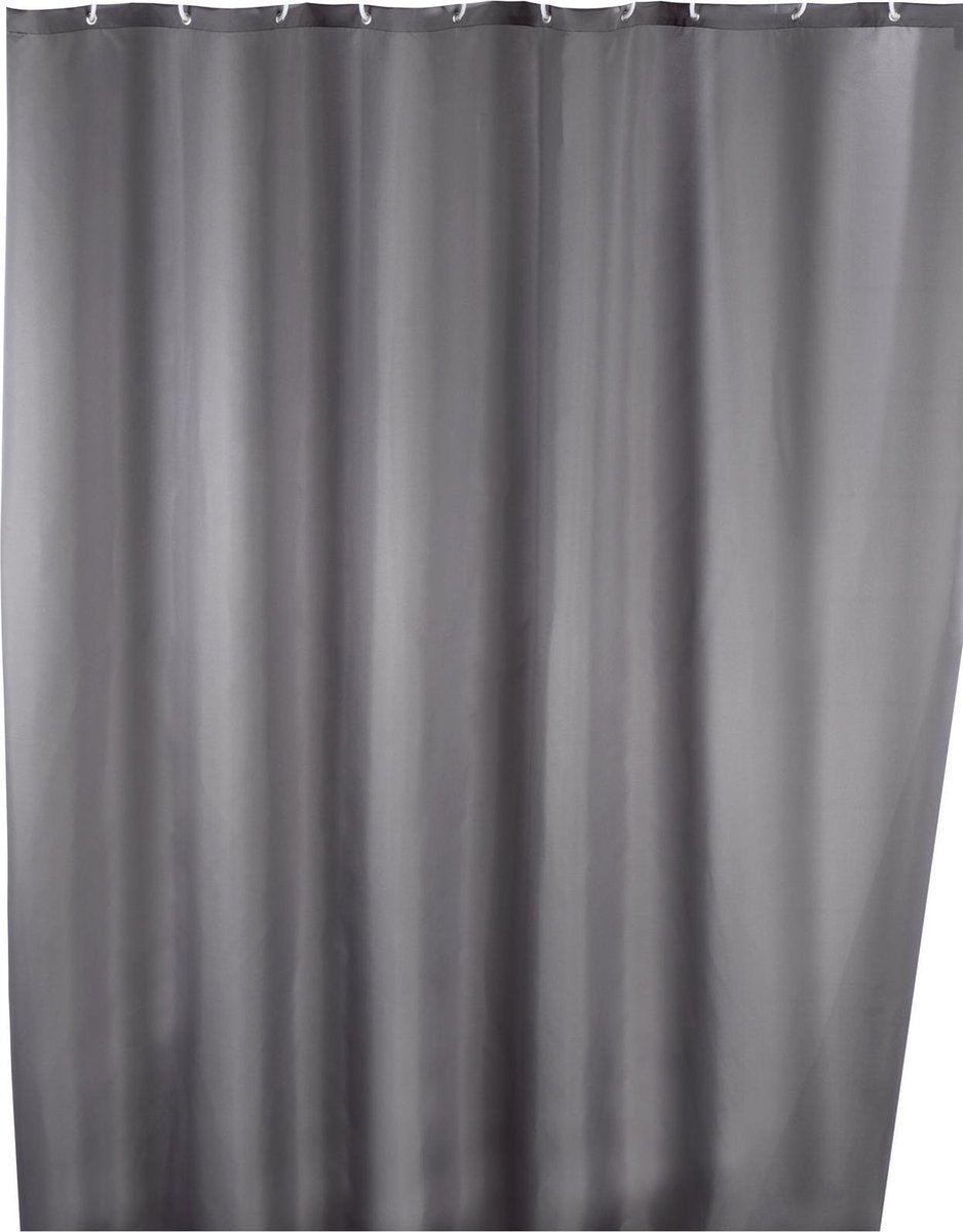 Wenko Anti-Pilz-Duschvorhang grau 180x200cm Polyester – inklusive Aufhängeringen – wasserdicht – waschbar – schnell trocknend