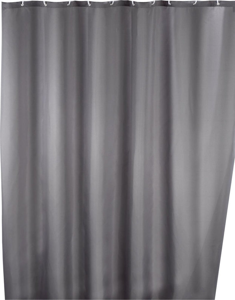 Wenko Anti-Pilz-Duschvorhang grau 180x200cm Polyester – inklusive Aufhängeringen – wasserdicht – waschbar – schnell trocknend