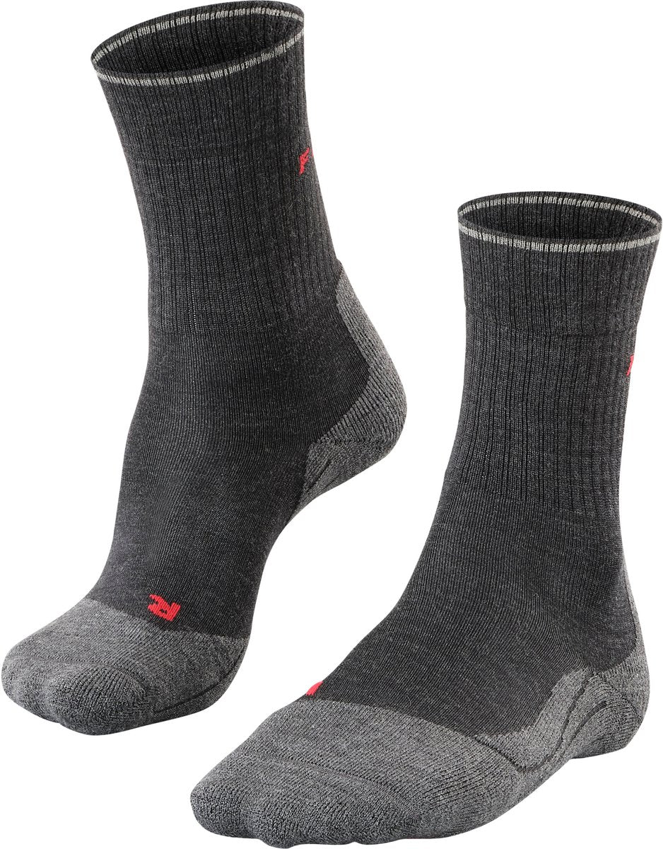 Falke TK2 Explore Wool Silk Medium Wattierung Wolle Funktionsmaterial Wandersocken Damen Grau – Größe 39-40