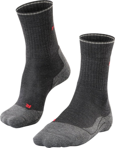 Falke TK2 Explore Wool Silk Medium Wattierung Wolle Funktionsmaterial Wandersocken Damen Grau – Größe 39-40