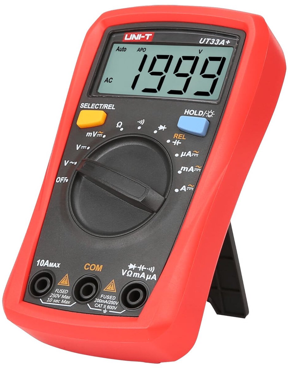 Uni-t Digitalmultimeter - 10a - max. 600 V – Kat. II – ut33a+ – rot