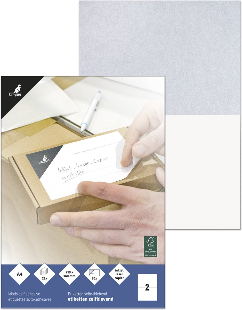 Kangaro – Etikettentyp – universell – 210 x 148 mm – Box 25 Blatt – k-210148-25