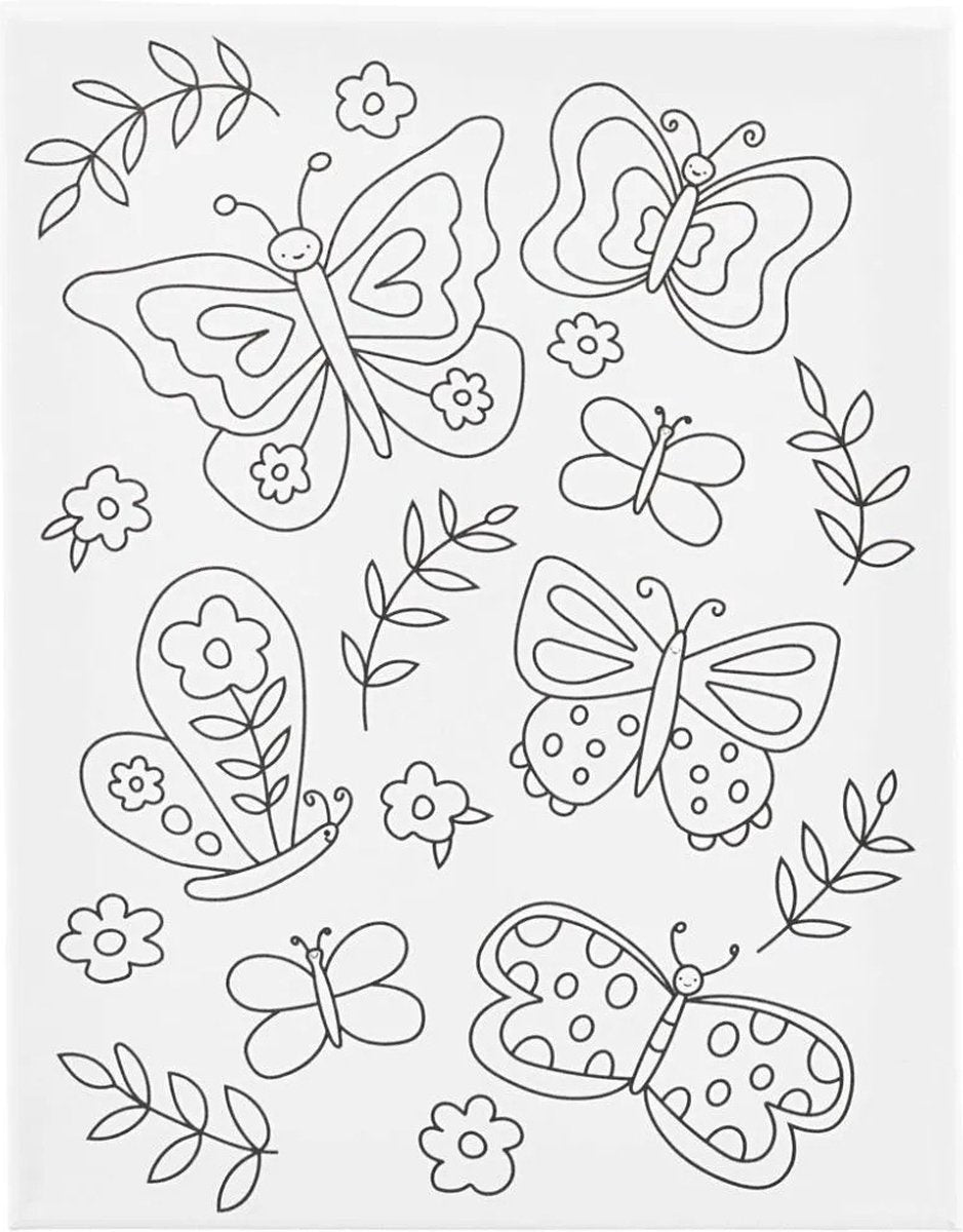 Creativ Company Malleinwand mit Druck, Schmetterlinge, D: 1,6 cm, Größe 24x30 cm, 360 g, 1 Stück