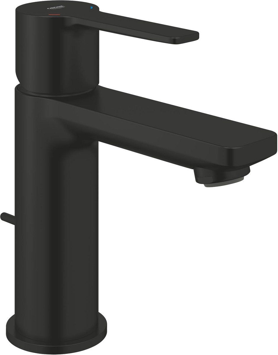 Grohe lineare neue XS-Size-Waschtischarmatur – mit Ablaufgarnitur – Ecojoy – Fastfixation Plus – Mattschwarz