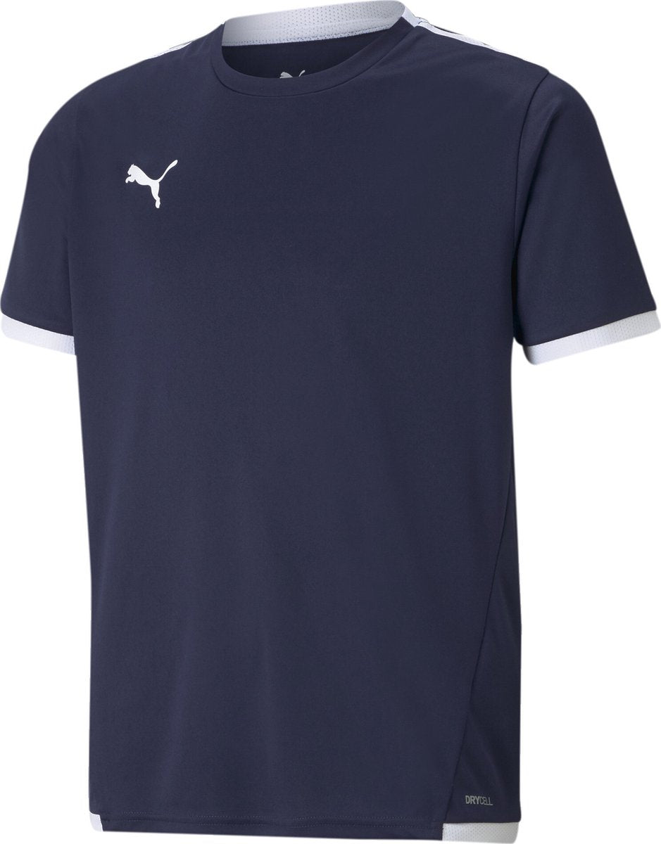 Puma Teamliga Jersey Jr Unisex-Sportshirt – Peacoat – Weiß